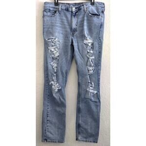 Levi’s 511 Jeans 38x32 Light Wash Distressed Front Leg Rips Denim Men’s